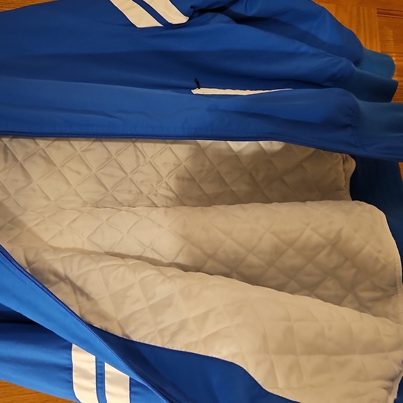 Beautiful bright blue vintage speedo bomber jacket coat Sz.L zipper pockets - Picture 13 of 13